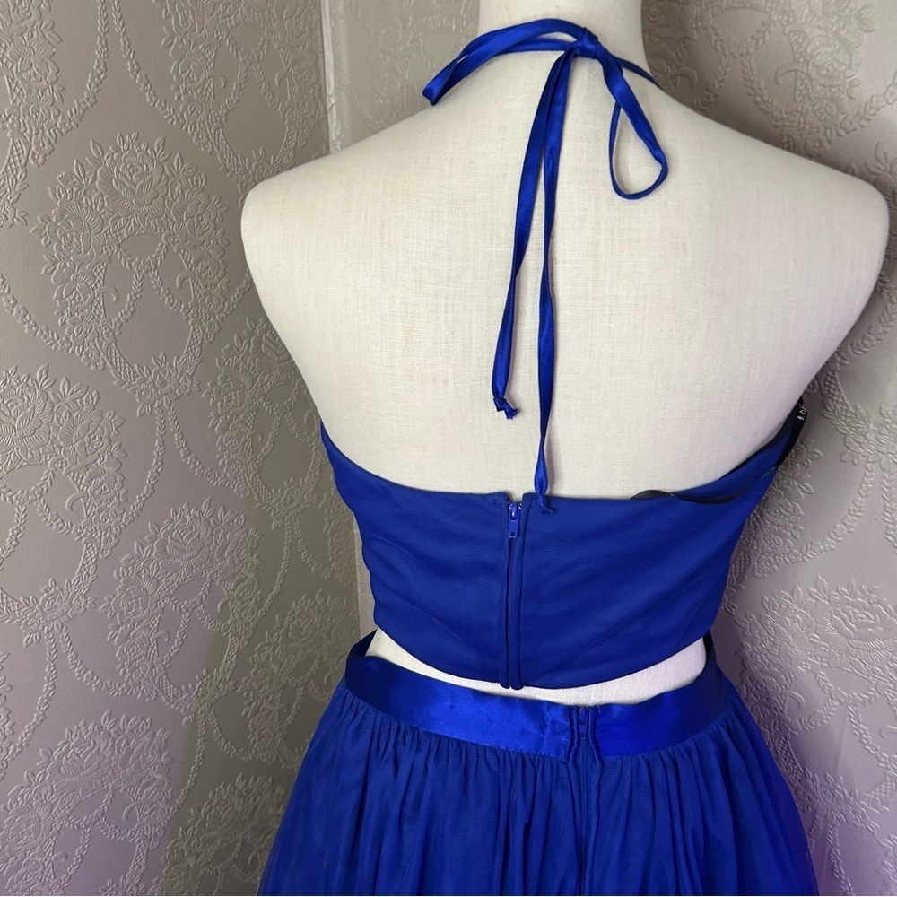 Blue Beaded Halter Top and Skirt Set B darlin 13 14 prom dress - Picture 5 of 7